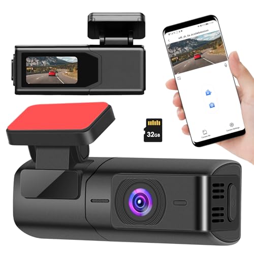 Dash Cam Front 2K 1440P WiFi Dashcam with 32G SD Card,2K Front Dash Camera for Cars,1.47 inch IPS Screen,Smart App Control,WDR,Super Night Vision,Loop Recording,Support 128GB Max
