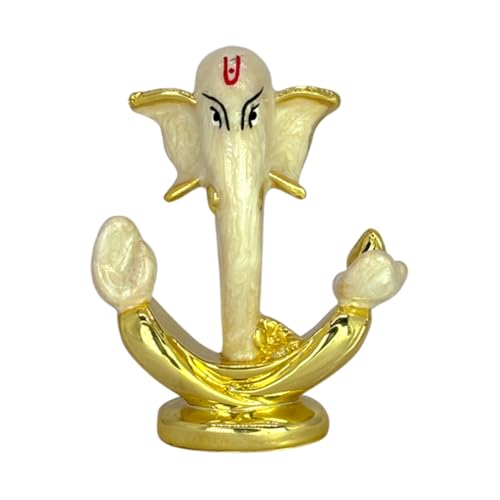 Image of Pearl White Anchor Ganesha |Perfect Idol for Car Dashboard, Office & Home |Siddhivinayak Murti for Balance, Good Luck & Success | Idol Gift for Home & Business| Height 3.3 Inch