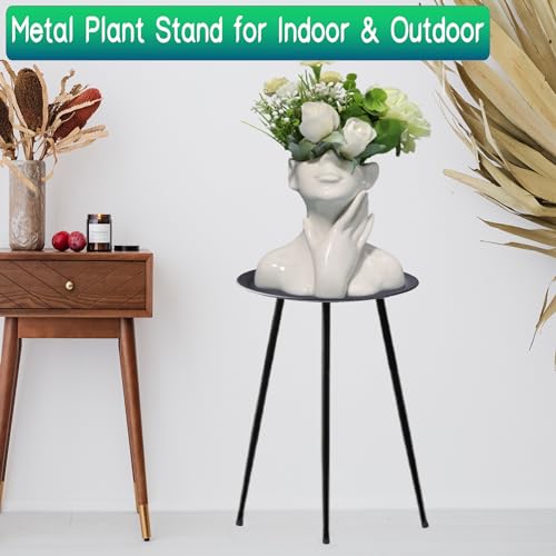 ZEECER Plant Stand Indoor Outdoor, 20'' Tall Small Patio Table Round Metal Side Table, Multi-Role Rust-Proof Plant Stool Small Outdoor Side Tables for Patio Garden Home Decor by ZEECER - Used condition - Image 2
