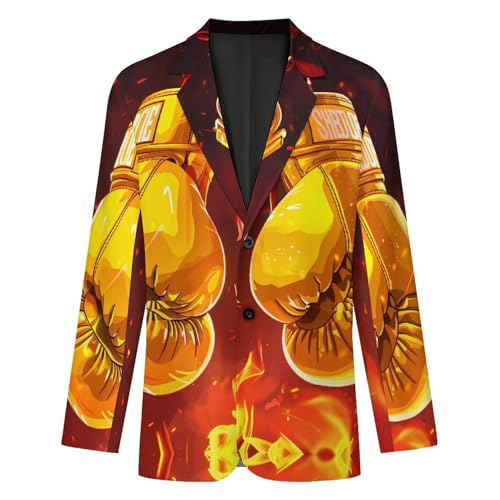 Boxing Sport Yellow Fire Print Men's Suits Dress Business Formal Suit Print Jackets Coat For Wedding Party4