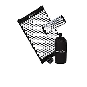 Acupressure Mat and Pillow Set for Back and Neck Pain + Spiky Reflexology Ball – Ebook and Wall Chart- Massage at Home for Sciatica, Fibromyalgia, Plantar Fasciitis, Relaxation and Stress Relief