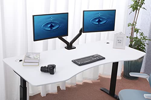 Image of ApexDesk Elite Pro Series 71 inch x 33 inch Electric Height Adjustable Stand up Desk, Sit Stand Home Office Desk, Computer Desk - Curved White Top /Black Frame
