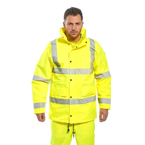 Image of Portwest Hi-Vis Traffic Jacket Viz Insulated Safety Visability Work Wear Rain ANSI 3, Medium