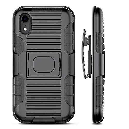 Stronden Holster Case For Iphone Xr Belt Case - Holster Case Belt Clip (Rubberized Grip) Slim Fit Protective Cover With Kickstand, Combo Shell Holder For Iphone Xr (Black) #TOP1