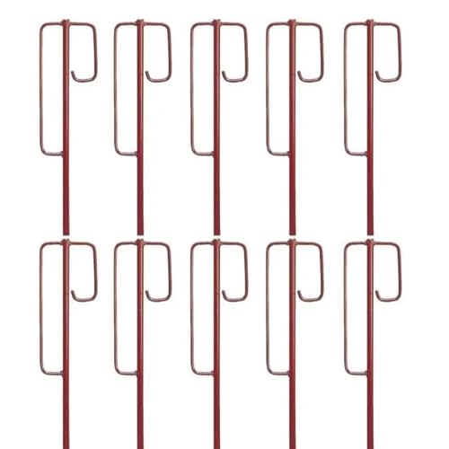 KRUSE 10 x Laterneneisen mit UVV-Bügel - 125 cm Ø 12 mm- Absperrleinenhalter Berliner Modell angeschmiedete Spitze - rot tauchlackiert