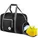 WANDF 40L Foldable Duffle Bag with Shoe Compartment, for Luggage Sports Gym Water Resistant Nylon (Black)