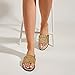 PICNICFUN Women's Open Toe Flat Sandals Rhinestone Glitter On Casual Fashion Slippers Quick Drying Indoor & Outdoor Slides (Gold, 8)
