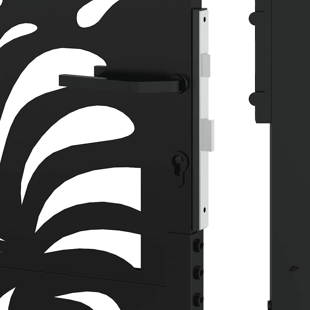 vidaXL Puerta de jardín diseño Ondulado de Acero Negro 100x125 cm, Puerta de Cerca, Puerta Exterior, Puerta de Metal, Puerta de Seguridad