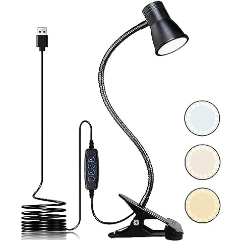 KNAMKY USB LED Clip Desk Lamp with Dimming Cover