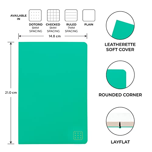 Image of NEORAH - A5 Dotgrid Notebook SOFT COVER | Organiser REFILL | Dotted notebook Journal | 110 GSM | 160 pages (Size 21 cm x 14.8 cm)Planner Journaling Writing Note Taking Diary, Travellers Journal- TEAL