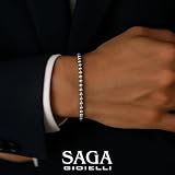 SAGA GIOIELLI® 4 MM BRANSOLETKA ZE STALI SREBRNEJ BULL, 18 centimeters, Stal stopowa