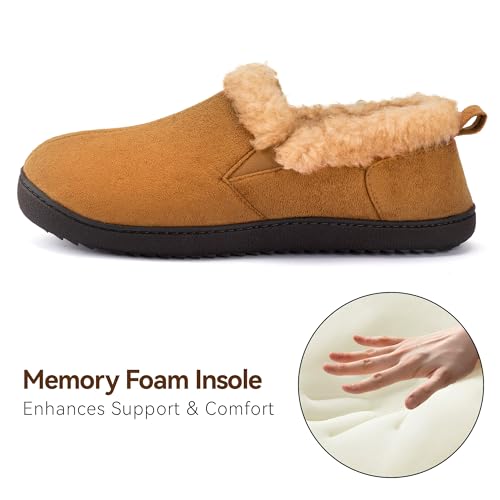 Image of Zizor Men's Warm Slippers Suede Memory Foam Loafer House Shoes