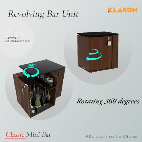 Image of Klaxon Mini Bar Cabinet for Home, 55 x 45 cm Compact Bar Unit with Wine Rack and Open Shelf, Living Room and Dining Room Bar Storage, Engineered Wood, Forest Dark (Iris)