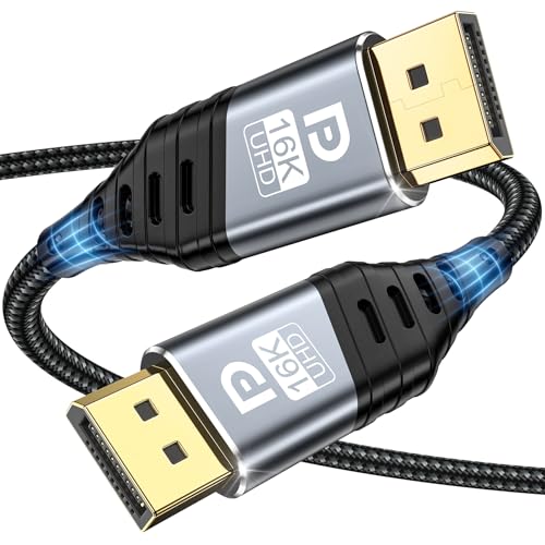YUETUOL 16K DisplayPort Kabel 2.1, DP Kabel 1M Übertragungsrate 40Gbps 16K@60Hz, 8K@120Hz, 4K@240Hz/165Hz/144Hz, 2K@240Hz für Gaming-Monitor, Grafikkarte, Laptop, PC, TV, Projektor