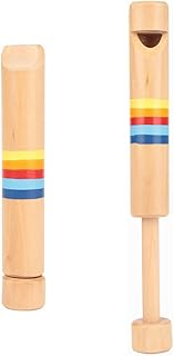 IKOPFLN Pack of 2 Musical Wooden Flute, Wooden Fipple Piccolo, Colourful Wooden Flute Educational Wooden Flute Instrument Children's Toy, Musical Instrument for Early Education, AB