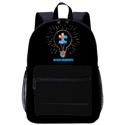 Autism Awareness Travel Laptop Backpack Lightweight 17 Inch Casual Daypack Shoulder Bag for Men Women