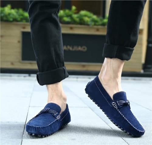 Men's Loafers Suede Vamp Round Toe Breathable Stitching Details Rope Tie Flexible Lightweight Slip Resistant Party Casual Slip-ons3