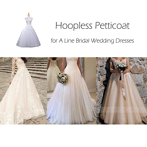 Awsale Hoopless Petticoats Crinoline Slips Underskirt Floor Length For Bridal Gown.wpt109 White #TOP1