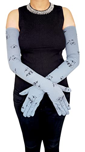 Image of Women's Driving Gloves, Printed Cotton Full Hand Summer Gloves for Protection from Sun Burn /Heat /Pollution (Pack of 1 Pair) (Light Grey)