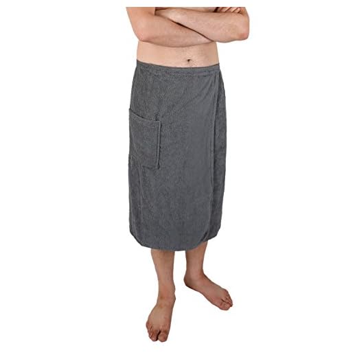 Soft & Softly Spa Wrap for Men's Terry Shower & Bath Towel, Made in Turkey - Grey