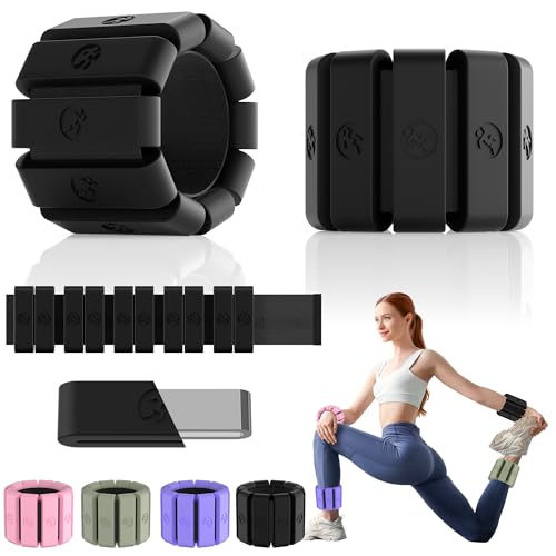 Pesas de tobillo y muñeca para mujer, peso de 2.6 libras, antideslizantes, para manos y piernas, para entrenamiento de fuerza, caminar, correr, yoga, pilates y correr, color negro, 58 g