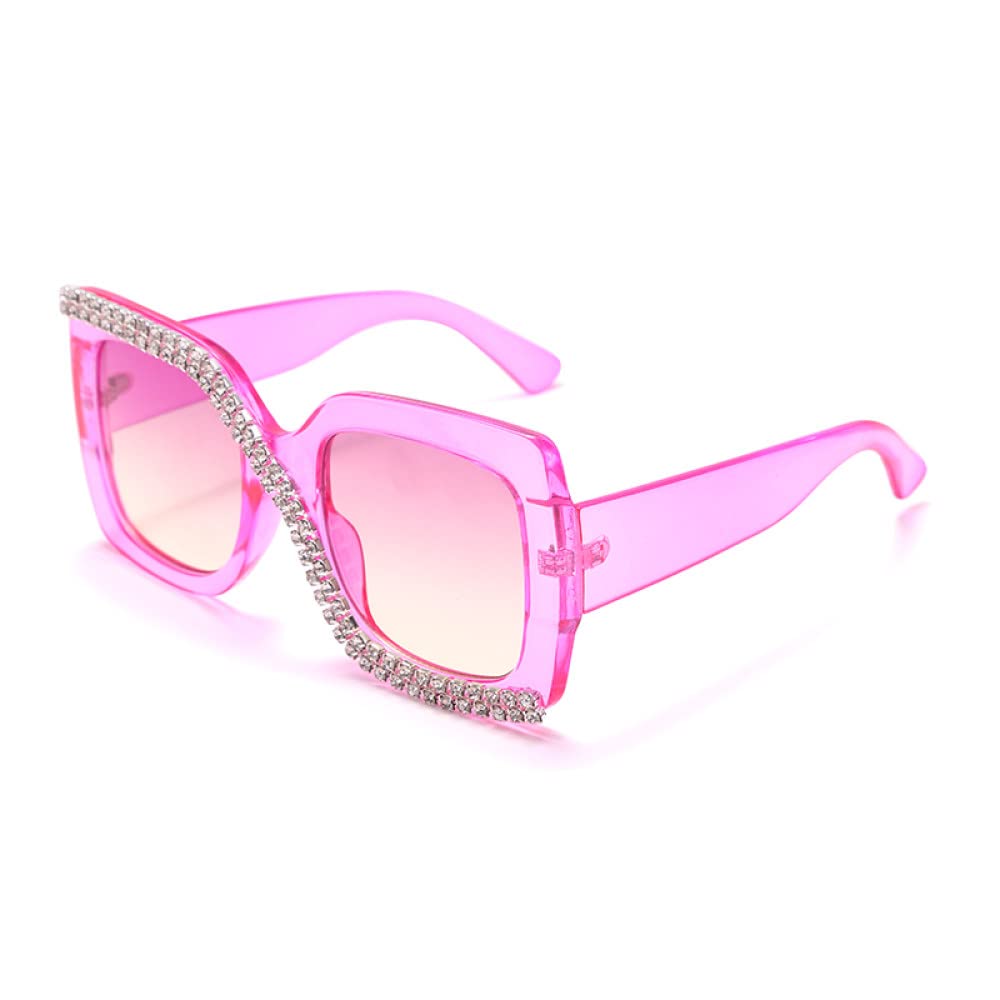 Diamentowe kwadratowe okulary przeciwsłoneczne damskie Vintage okulary przeciwsłoneczne oversize kawałek Rhinestone okulary odcienie