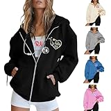 UIDMEN Personalisierte Krankenschwester Sweatshirt mit Reißverschluss & Stickerei,Maßgefertigte Sweatshirts für Krankenschwestern, Geschenk für Pflegeassistenten, Studenten, Tierärzte, zur Graduierung