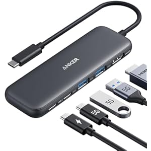 Anker USB C Hub, 332 USB-C Hub (5-in-1) mit 4K HDMI Display, 5Gbps Datenanschluss und 2 USB-A Ports für MacBook Pro, Air, Dell XPS, Lenovo Thinkpad, HP Laptops Mehr Black