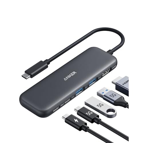 Anker USB C Hub, 332 USB-C Hub (5-in-1) mit 4K HDMI Display, 5Gbps Datenanschluss und 2 USB-A Ports für MacBook Pro, Air, Dell XPS, Lenovo Thinkpad,