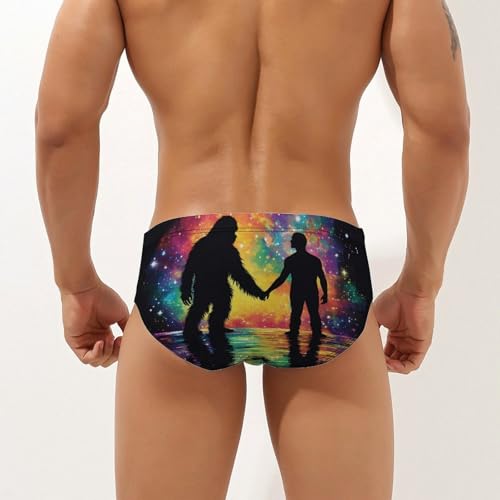Bigfoot Friendship with Human Mens Swim Briefs Sexy Bikini Swimwear Bathing Suits Trunks2