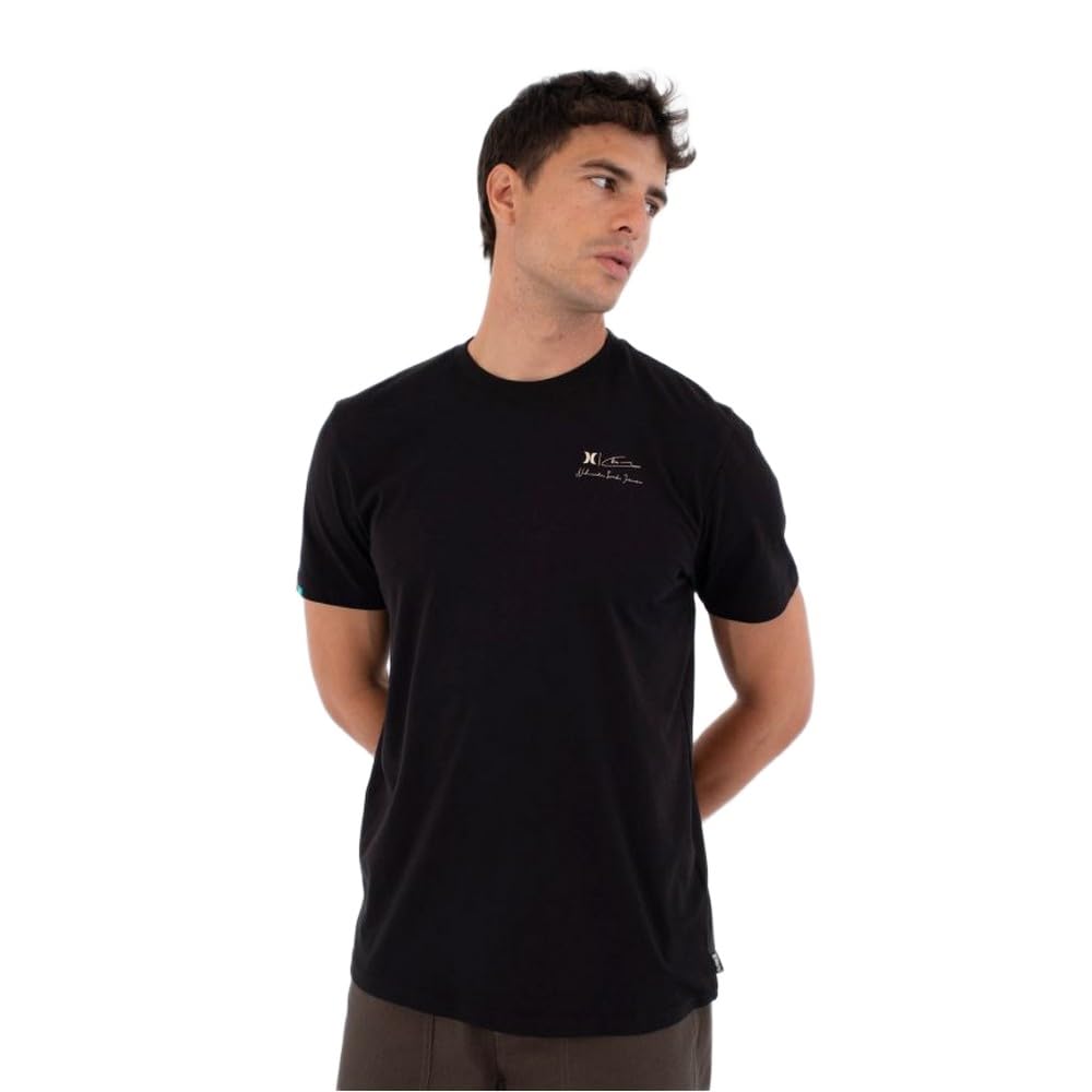 Hurley Mens Short Sleeve Helio Indonesia Photo T-Shirt, Black, L EU