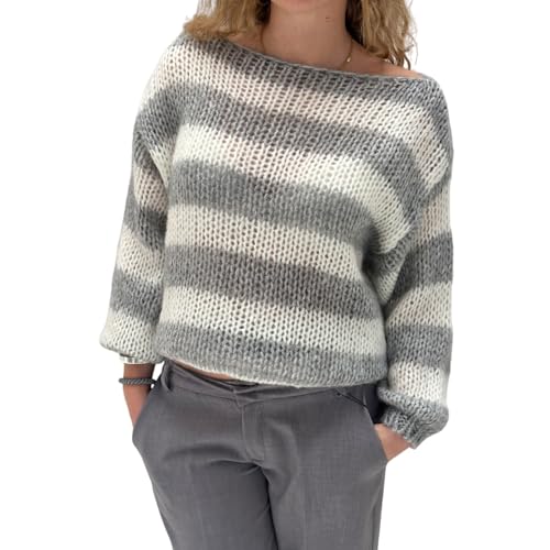 Women Teens Cute Striped Sweater Color Block Knit Long Sleeve Crewneck Pullover Jumper Top Preppy Clothes Fall