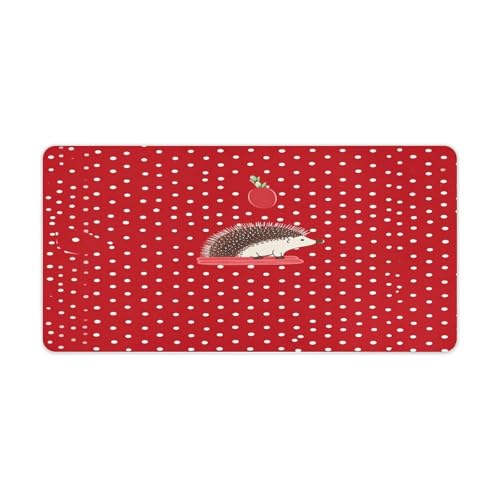 Red Polka Dot Hedgehog Desk Pad plástico antideslizante