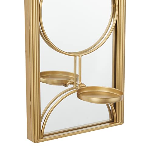 Cosmoliving By Cosmopolitan Metal Geometric Pillar Wall Sconce With Mirror Backing, 8" X 5" X 18", Gold #TOP3