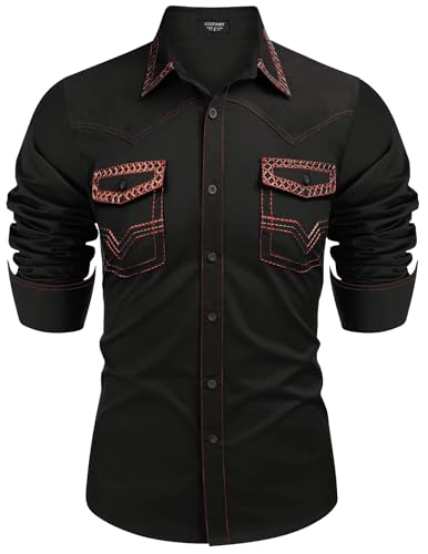 Chemise Cowboy Homme Coofandy Zsj008712 en Jean Coupe Ajustée