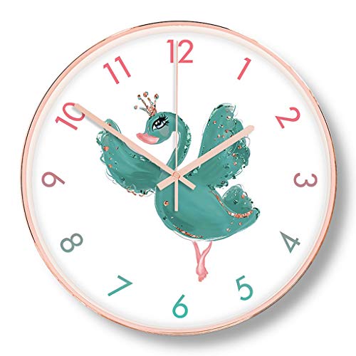 Horloge murale 12 pouces pour fille rose mignonne murale horloge cartoon horloge murale pour la salle de décoration de la salle de séjour pour salon cuisine...