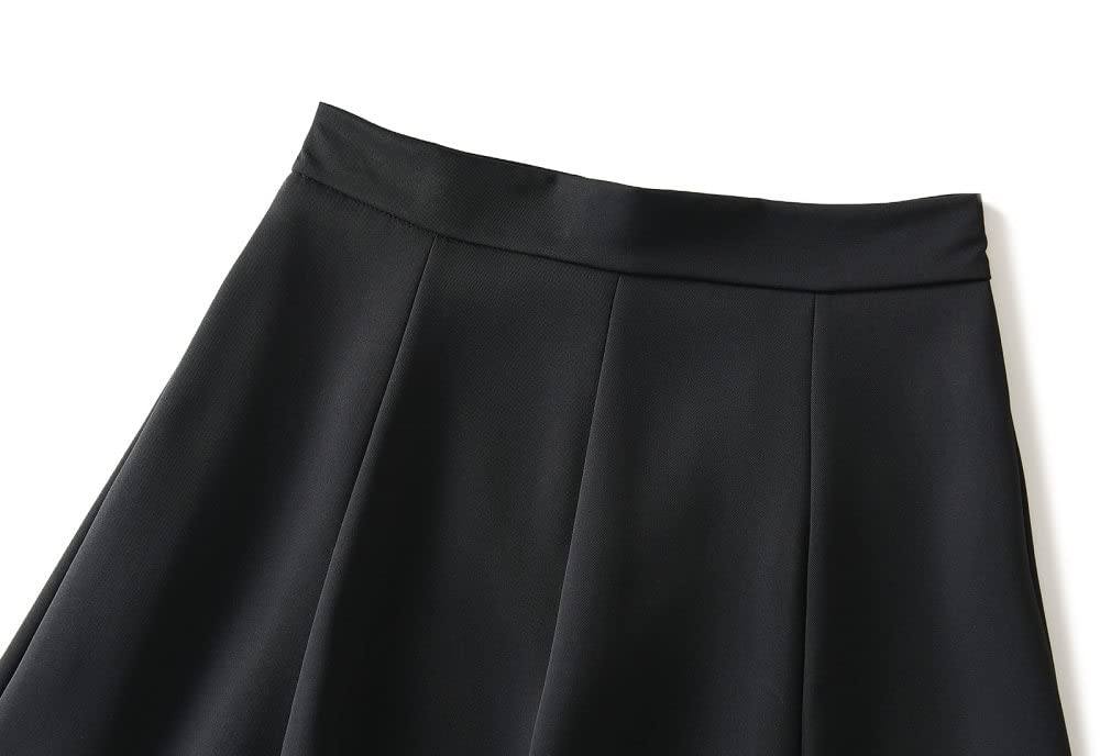 Gonne da Donna,Gonna Midi da Donna Nera Gonna A Pieghe A Vita Alta Gonna Semplice Sottile con Cerniera A-Line Increspato A Strati Semplice Elegante Gonne Lunghe per Ragazze Signore,L