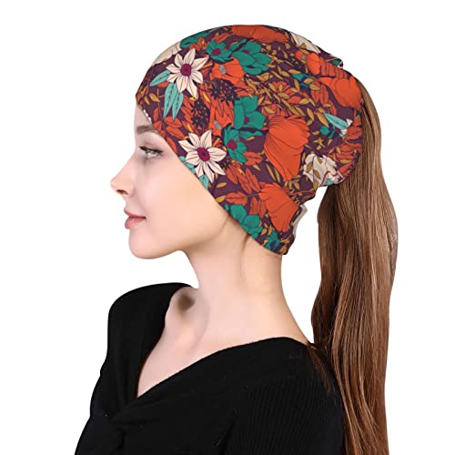 Athjunss Flower Slouchy Beanie Multifunction Chemo Skull Caps Headwear Hats Turban Unisex #TOP6