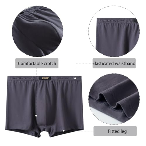 AOOPOO 6er-Pack Herren Boxershorts aus Baumwolle Größe L-7XL Unterwäsche Unterhose Übergröße Senioren Herren Boxer Slip Mittelalter und Ältere Menschen Männer Hohe Taille Atmungsaktive Boxer Shorts
