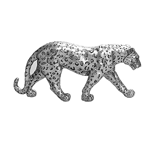 Polyroyal Estatua de Guepardo para decoración del hogar, Escultura de Leopardo, Resina sentada, Guepardo Sentado, decoración de Mesa para el hogar, Oficina, Oro o Plata (Caminando, Plateado)