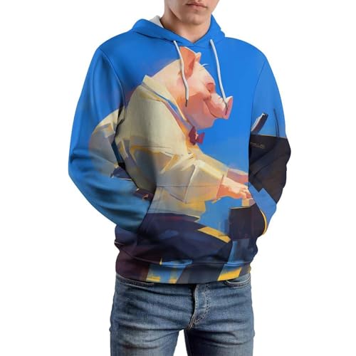 Hoodie Piano Cochon Sweat Original Coupe Confortable Pullover Taille S - 6