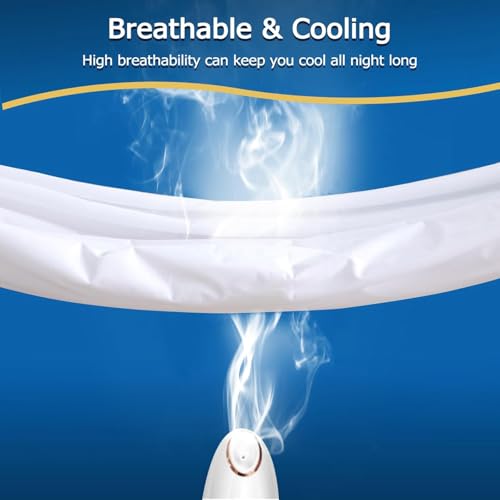 Queen Waterproof Zippered Mattress Encasement, Breathable, Noiseless, Machine-Washable Zipped Mattress Cover, Fitting 7