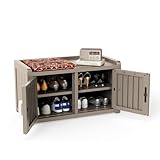 ASKPASS Shoe Cabinet for Entryway - Outdoor Waterproof UV-Resistant Shoe Storage Cabinet, Adjustable Shelves for Entryway, Bedroom, Hallway, Living Room(Grey)