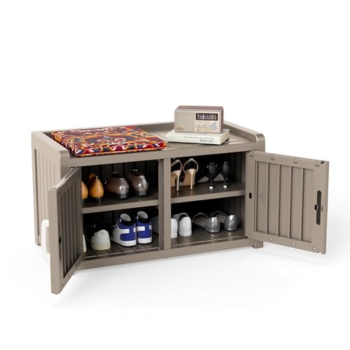 ASKPASS Shoe Cabinet for Entryway - Outdoor Waterproof UV-Resistant Shoe