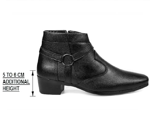 Image of BXXY Men's 2 inch Height Increasing Synthetic Material Casual Formal Chelsea Ring, Slip-On Boot with Pu Sole.