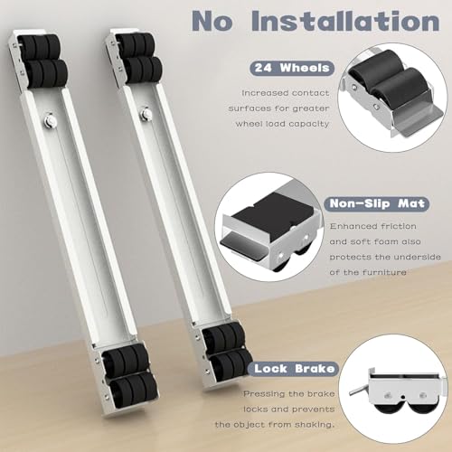 Image of TASMAX Furniture Lifter and Mover Heavy Furniture Mover Roller Set with Lifter Tool Heavy appliances Mover Tool Washing Machines Fridge Sofa Table Cupboard Wardrobes Adjustable Height Lifting Tools