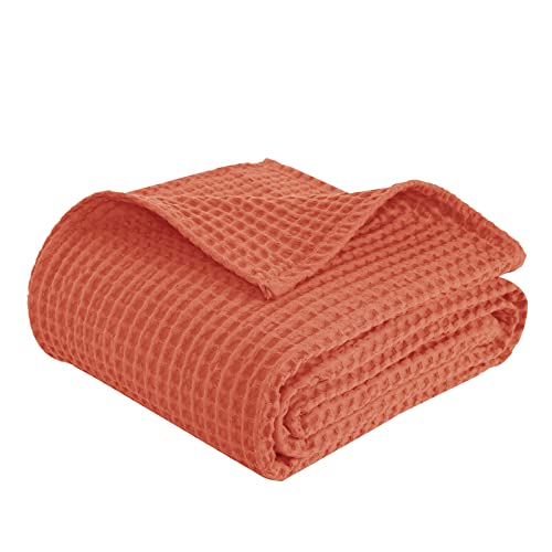 Image of PHF 100% Cotton Baby Waffle Blankets -Lightweight Washed Soft Breathable Comfortable Swaddling Receiving Sleep Blankets - 30"x 40" Baby Toddler Blanket for Boys and Girls, Bright Orange