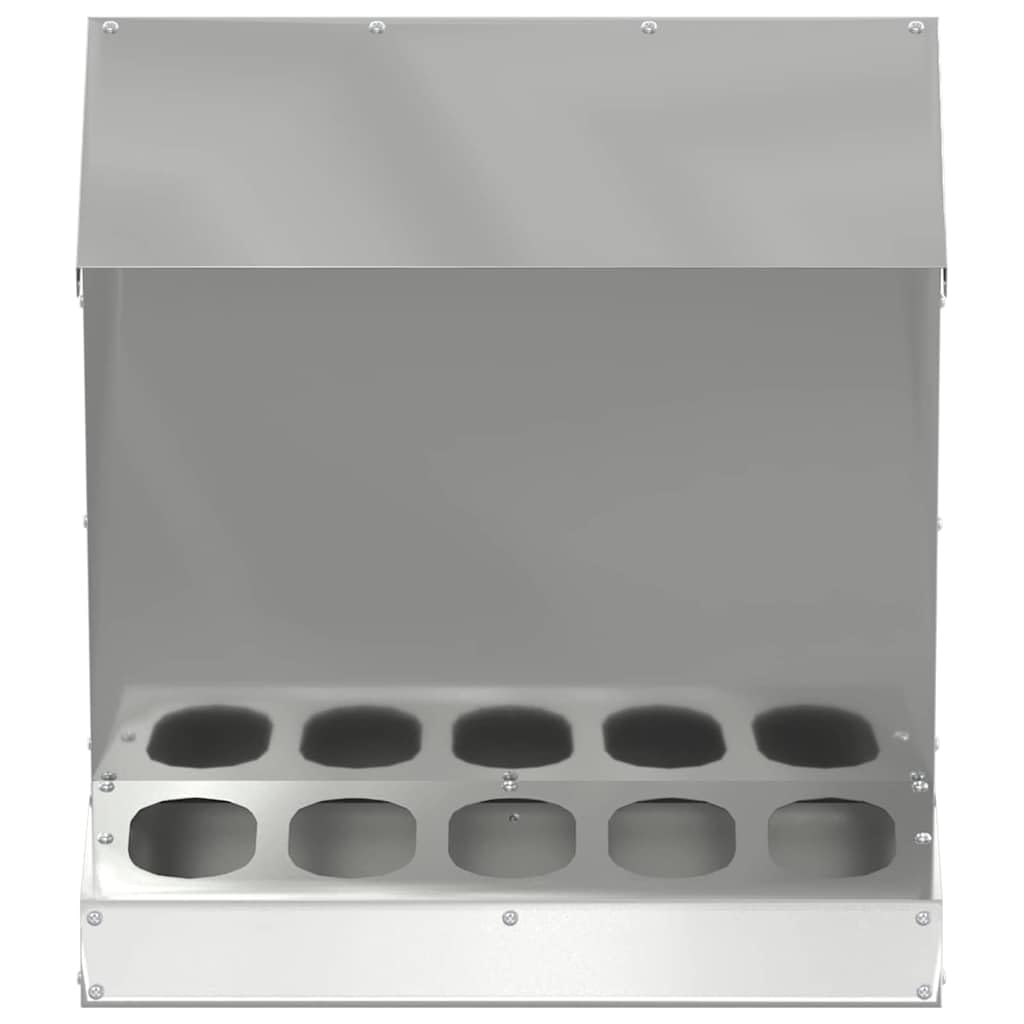 Comedero para pollos de acero galvanizado, 40 x 40 x 45 cm, resistente a la intemperie, para interior y exterior, con capacidad de 5 kg, estable y fácil de montar para una gestión