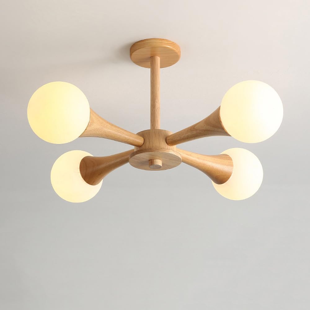 Plafonnier moderne anti-éblouissement 3 lumières pour plafonds bas en bois