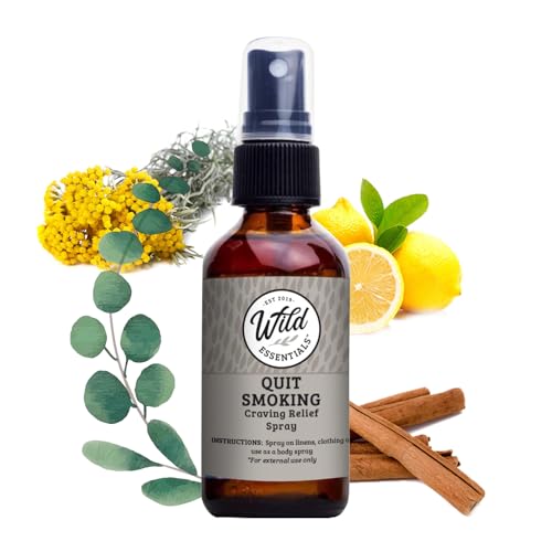 Wild Essentials Quit Smoking All Natural Spray, 2 Ounce, 60ml, for Cessation Help, Lung Soothing, Lifts the Spirit, Made with 100% Essential Oils and Witch Hazel, Aromatherapy, Room, Linen, Body Spray
